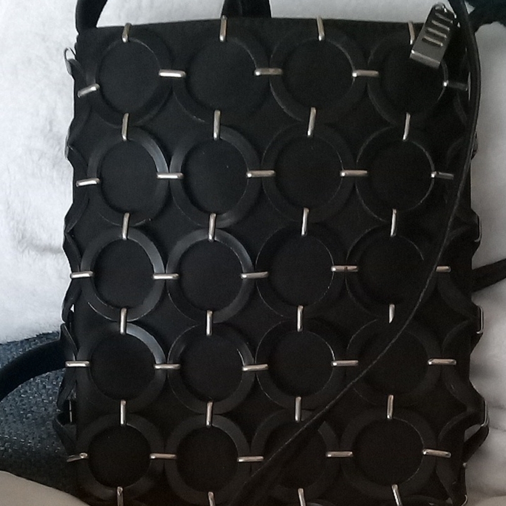 Sabina Black Crossbody with Metal Logo Plate